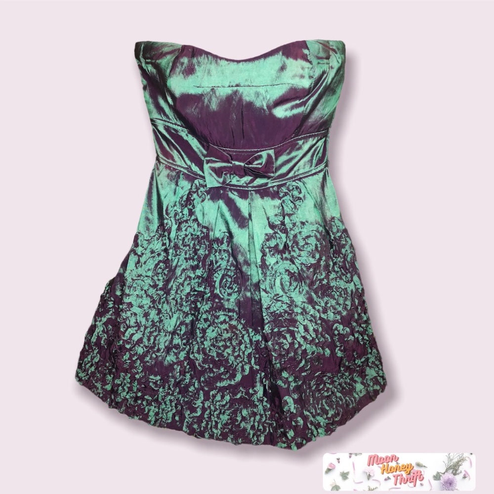 Strapless Iridescent Short Green Dress